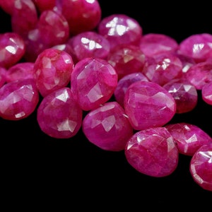 Natural Ruby Heart Shape Briolettes, Super Genuine Ruby Faceted Heart Shape Beads Briolette, Ruby Heart Shape Beads, Jewelry Making Supplies