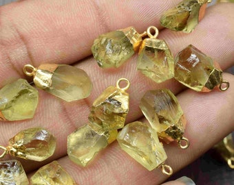Natural Lemon Quartz Pendants,Yellow Gemstone Gold Plated Pendant,Raw Lemon Quartz necklace,Loose Rough Stone Pendant,Lemon Quartz Raw Stone