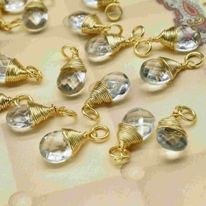 Crystal Quartz Faceted Connector,7x10mmTeardrop Connector,Pendant Jewelry,Gemstone Wire Wrapped Pendant,Wire Wrapped Necklace,Quartz Jewelry