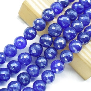 10 mm natuurlijke blauwe saffier ronde kralen, saffier gefacetteerde ronde ballen, edelsteen ronde ballen, saffier gefacetteerde kralen strand, sieraden maken kralen