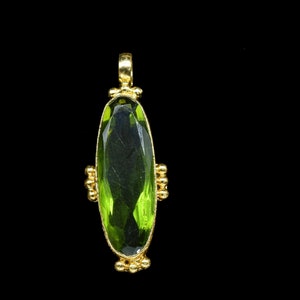 Peridot Designer Pendant,Green Gemstone Pendant Charm,Loop Pendant,Brass Pendant,Vermeil Pendant Jewelry,Handmade Carft,Statement Pendant