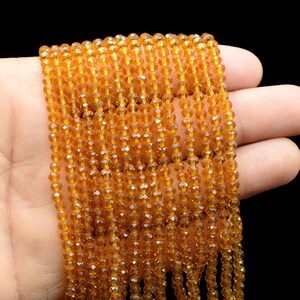 Citrine Quartz Faceted Beads/Loose Gesmstone Beads/Yellow Beads/Jewelry Making Beads/Rondelle Beads Citrine quartz Beads Strand/Beds Faceted image 1