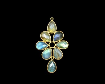 Natural Stone Bezel Pendants,Gemstone Flower Pendant,Craft Supplies,Handmade Beads Jewelry,Components Earring Connectors,Station Bezel Link