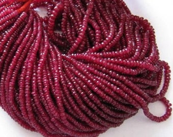 Natural Ruby Faceted beads,Genuine Ruby beads,Precious Gemstone beads,Faceted Beads For Jewelry Making,3mm to 4mm ruby beads,ruby  strand