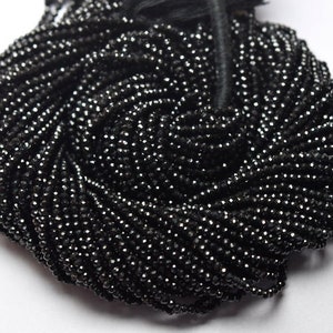 3mm Black spinel Faceted beads,Black spinel Rondelle beads,Black Faceted Beads,Spinel gemstone beads,Micro Faceted beads,tiny beads,13&#39;&#39;
