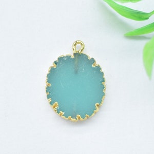 Aqua Chalcedony Oval Shape Pendants,Handmade Cabechon Pendant Charm necklace,Aqua Quartz Pendant Jewelry,Gemstone Single Bail Connector,Gift
