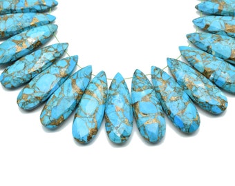 Genuine Turquoise Flat Teardrops Briolette Beads 12-14 mm 2pcs