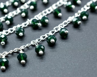 Emerald Quartz Cluster Rosary,Emerald Faceted Rosary Chain,Emerald Dangling Rosary,Unqiue Rosary,Wire Wrapped Jewelry,Beads Rosary Chain