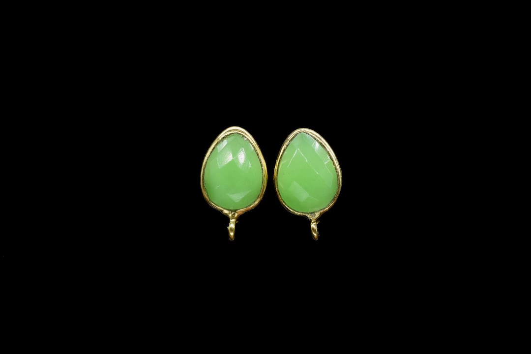 Boucles D'oreilles Pendantes En Chrysoprase Verte Sur Argent 925 - Occasion élégante