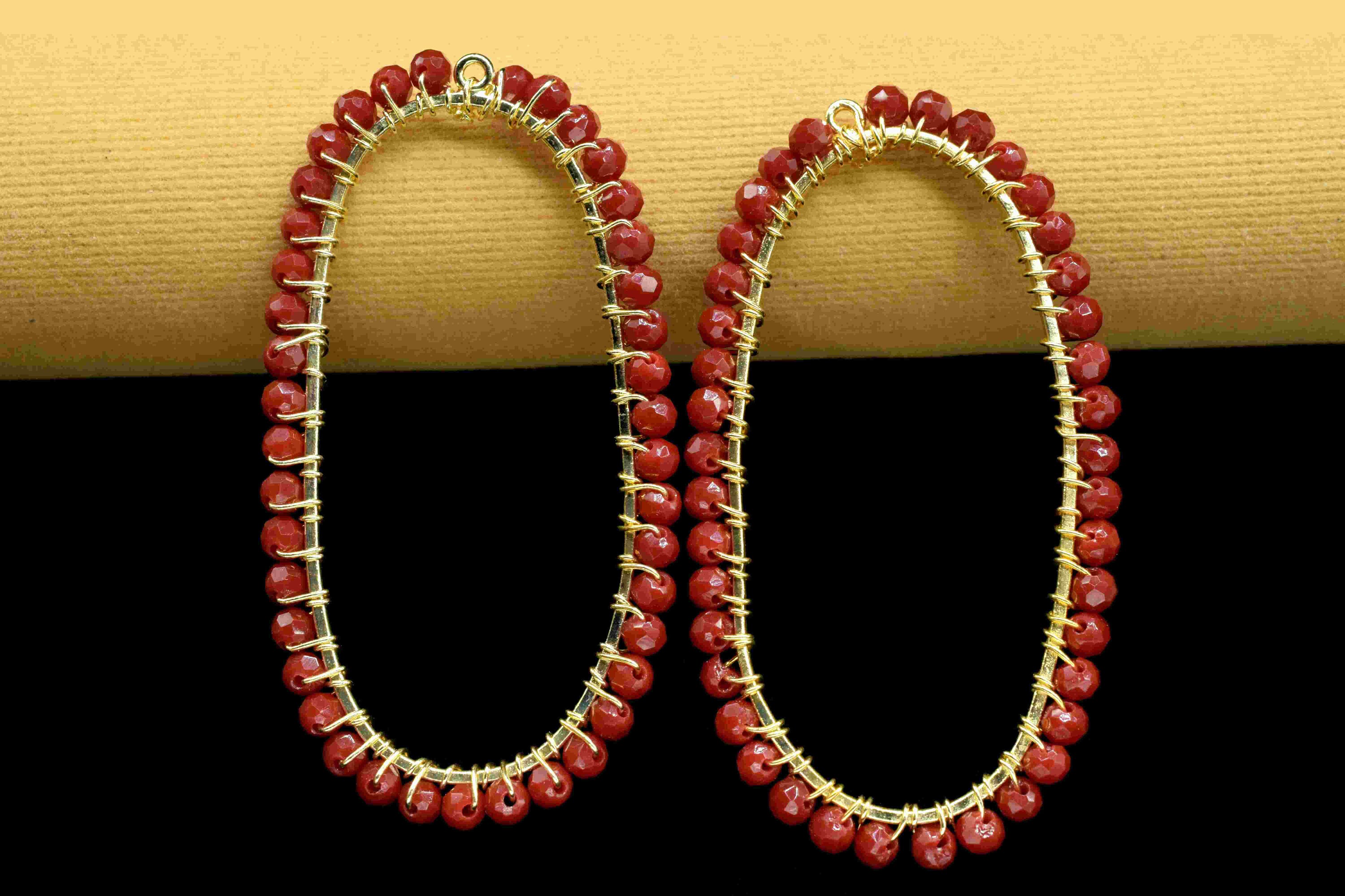 Ruby Components Natural Ruby Connectors, Ruby Wire Wrapped Jewelry, Beaded Findings ...