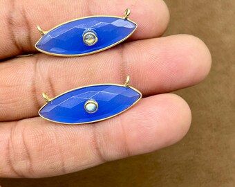 ブルーカルセドニーマーキスコネクタ | ジュエリー製作用品 | 金メッキ