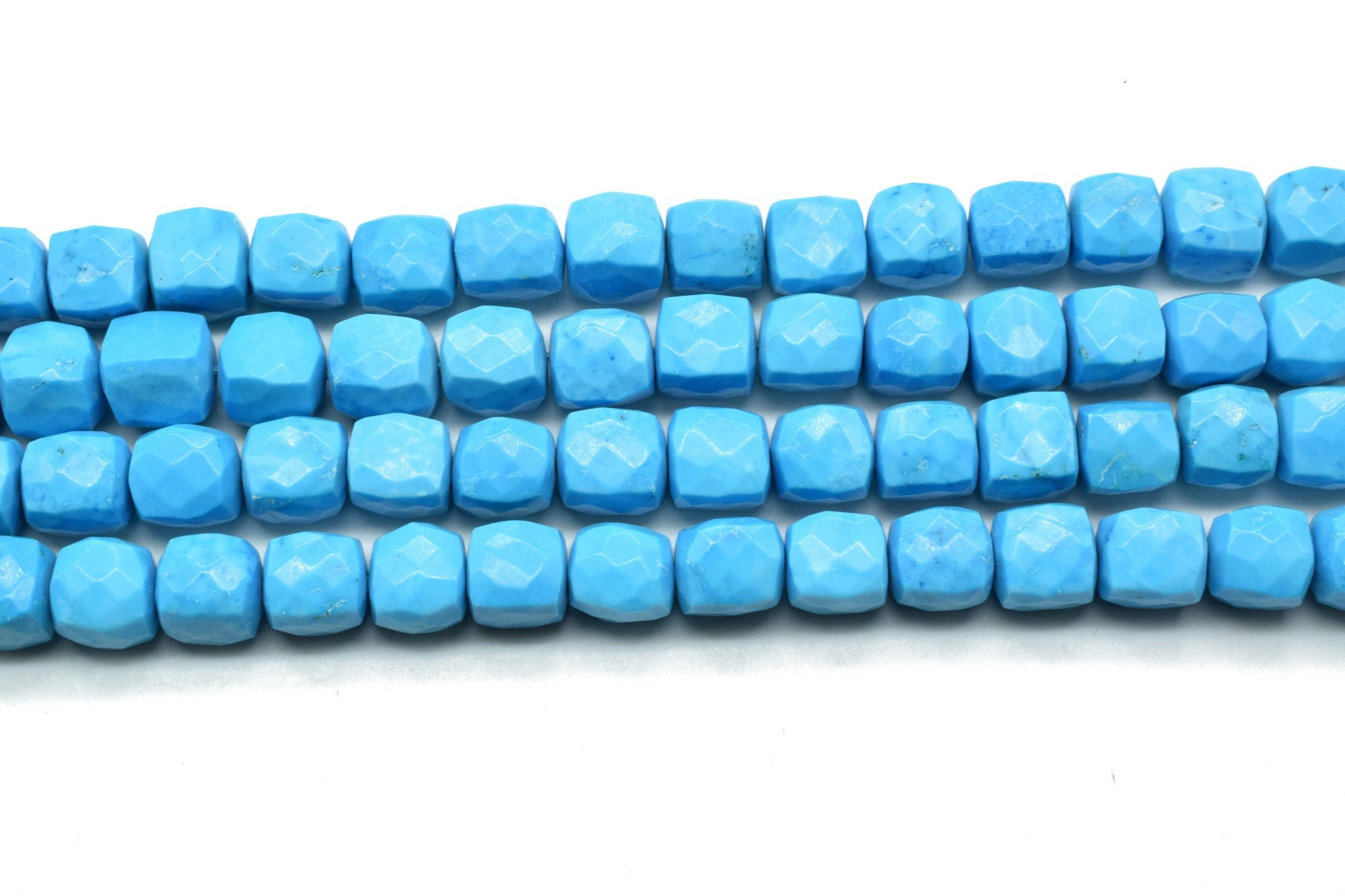 Natural Turquoise Faceted Cube cut Beads Grade AAA square Beads