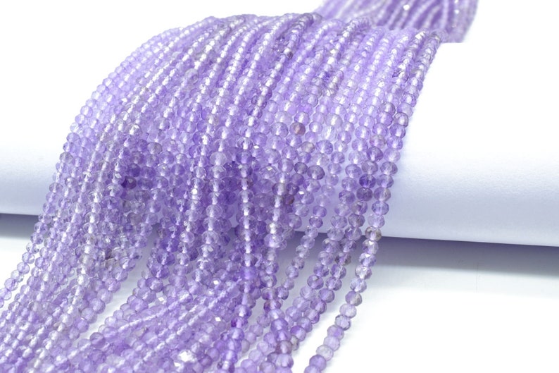 Amethyst Faceted Rondelle Beads,Natural Semi Precious Gemstone Beads,Jewelry Making supply,3mm Rondelle Beads,Amethyst Beads,purple beads image 2