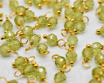 3mm Peridot Single wire wrapped Beads,Earring Connectors,Peridot Faceted Beads,Peridot Hangings Beads,Jewelry Making Supply,Gemstone Charms
