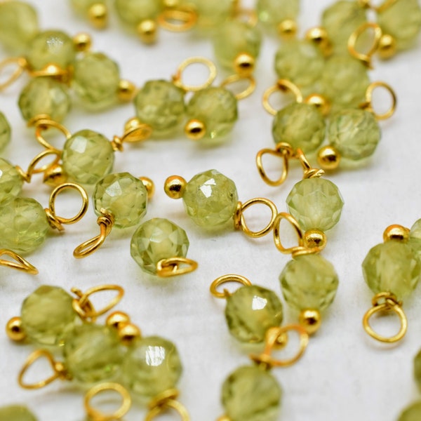 3mm Peridot Single wire wrapped Beads,Earring Connectors,Peridot Faceted Beads,Peridot Hangings Beads,Jewelry Making Supply,Gemstone Charms