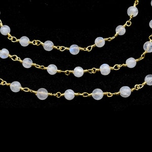 Moonstone 4mm Round Beaded ChainRainbow Moonstone Gold Rosary | Etsy