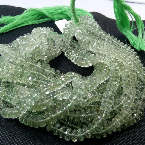 Green Amethyst 8mm Rondelle beads,Natural Faceted Rondelle Green Amethyst Gemstone Beads,Natural Green Amethyst Beads 10 Inches Strands