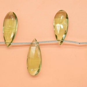 Green Amethyst Quartz Faceted Pear Shape Briolettes,10x25mm teardrop Briolettes,Faceted Briolette Line,Jewelry making pear,gemstone beads