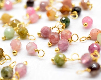 Multi Tourmaline Single wire wrapped Beads,Earring Components,Necklace Charm,Tourmaline dangle Beads,Bracelet Making Beads,Faceted Beads