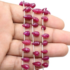Ruby Drop Briolettes,Ruby drops strand,Jewelry making beads,Supplies beads,Ruby Pear shape Briolettes strand,Gemstone Briolette Drop,gift image 2