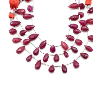 Ruby Drop Briolettes,Ruby drops strand,Jewelry making beads,Supplies beads,Ruby Pear shape Briolettes strand,Gemstone Briolette Drop,gift image 5