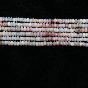 Natural Pink Opal Beads Strand | Pink Opal Faceted Rondelle Beads| Natural Gemstone Beads | 13 Inch | Jewelry Making Supplies | Crystals