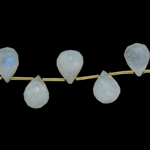 Briolettes de gota de piedra lunar arco iris natural de 10x13 mm, piedra preciosa calibrada, briolettes de pera facetada, cuentas de piedra lunar, fabricación de joyas en forma de gotas, regalo imagen 5