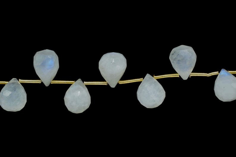 Briolettes de gota de piedra lunar arco iris natural de 10x13 mm, piedra preciosa calibrada, briolettes de pera facetada, cuentas de piedra lunar, fabricación de joyas en forma de gotas, regalo imagen 5