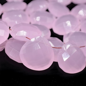 Rose Quartz 14mm Heart Shape Briolettes,Pink quartz Side drilled Briolette,Jewelry making supplies,craft supplies,Rose Quartz Briolettes,