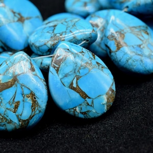 COPPER Turquoise 18x23mm Smooth Pear Shape Briolettes,Smooth Pear Shape Briolettes,Calibrated Gemstones beads,Turquoise Briolette beads