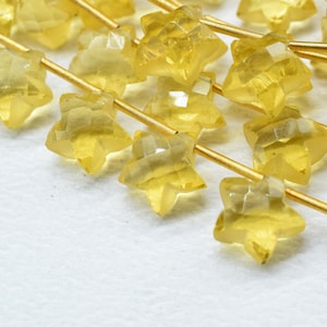 Citrine Faceted Star Shape Briolettes, Carved Gemstone, 10 Pcs Strand, Gemstone For Jewellery,star shape briolette,Side Drilled briolettes