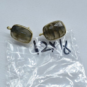 Labradorite 12x16mm rectangle Earring Connector,Jewelry Making,Sapphire Connector post stud,Gold Plated Earring Connector,Rectangle Studs image 5
