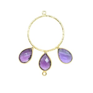 Amethyst Jewelry Pendant/Gold Plated Jewellery/Amethyst Connector Jewellery/Purple Amethyst Jewellery/Brass Connector Jewellery/B&#39;day Gift