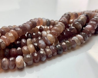 6MM Chocolate Moonstone faceted Rondelles,Length 8''Top Quality,Natural Moonstone beads,Jewelry Making beads Craft,Gemstone Bead, Quality
