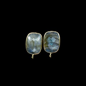 Labradorite 12x16mm rectangle Earring Connector,Jewelry Making,Sapphire Connector post stud,Gold Plated Earring Connector,Rectangle Studs image 4