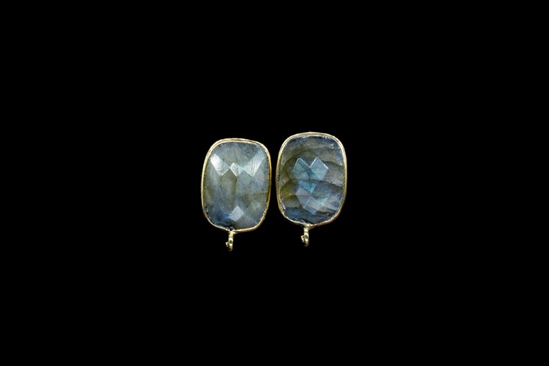 Labradorite 12x16mm rectangle Earring Connector,Jewelry Making,Sapphire Connector post stud,Gold Plated Earring Connector,Rectangle Studs image 4