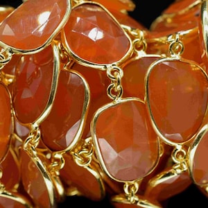 Natural Carnelian Bezel Chain,Carnelian Irregular Shape Connector Chain,Carnelian Bezels Chain,Carnelian Connectors Link Chain, Jewelry Gift