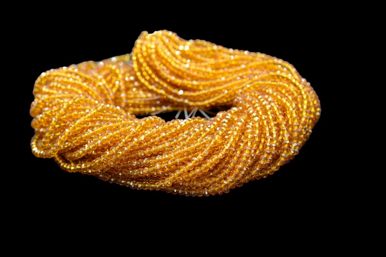 Citrine Quartz Faceted Beads/Loose Gesmstone Beads/Yellow Beads/Jewelry Making Beads/Rondelle Beads Citrine quartz Beads Strand/Beds Faceted image 3