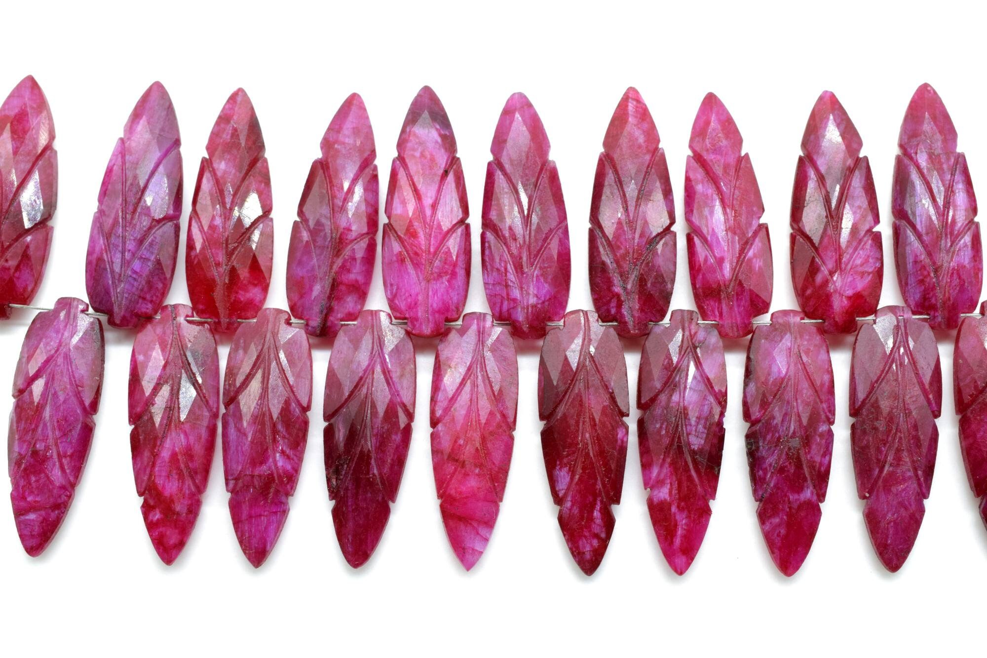 Natural Ruby 10x30mm Carved Briolettes,,gemstone Briolettes,ruby Carved ...