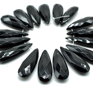 Black onyx Long drop 10x30mm Briolettes,Black onyx T drilled Briolette,Tear Drop Briolettes,jewelry supplies,Top Quality Briolette,Jewelry