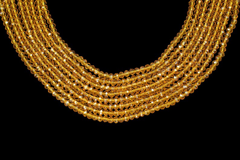 Citrine Quartz Faceted Beads/Loose Gesmstone Beads/Yellow Beads/Jewelry Making Beads/Rondelle Beads Citrine quartz Beads Strand/Beds Faceted image 5