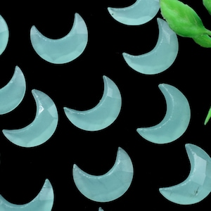 Aqua chalcedony 15mm Faceted Moon shape briolette,Aqua Chalcedony Gemstone, Moon Shape Beads,Crescent Moon Shape Stone,Drilled Gemstone Moon