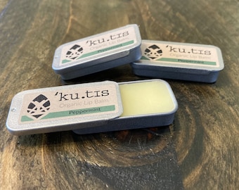 Kutis Natural Organic Lip Balm. 8g, Peppermint, Zero Waste, New Home Gift, Stocking Filler, Birthday Gift