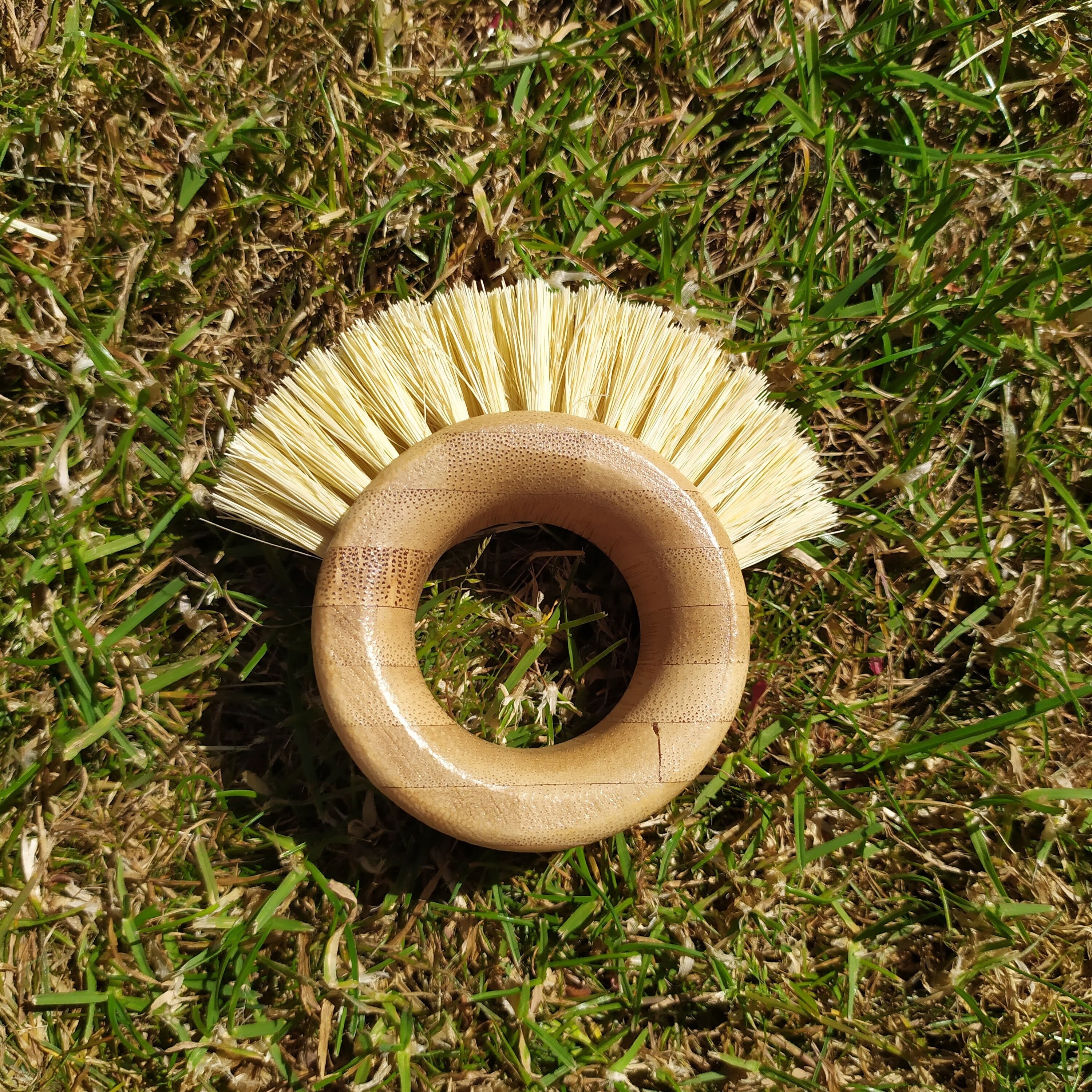 Brosse à Récurer en Bois Pour Légumes et Surfaces Incurvées, Épurateur Rond Bambou, Poils de Sisal N