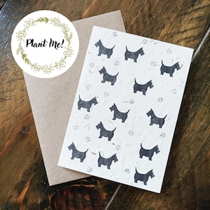 Scottie Hund Vielzweck-Geschenkkarte zum Pflanzen von Wildblumensamen, A6, recycelt, kompostierbar, Zero Waste. Vida Natur