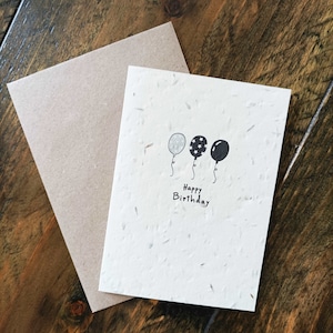 Ballon Design alles Gute zum Geburtstag Wildblumen Samen Gruß Geschenkkarte, A6, recycelt, kompostierbar, Zero Waste. Vida Natur