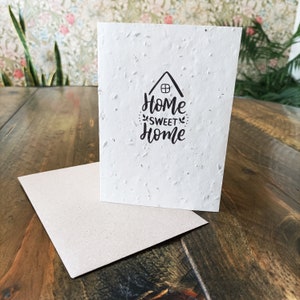 Home Sweet Home Pflanzbare Wildblumen Samen Grußkarte, Einweihungsgeschenk, A6, Schwarz, Recycling, Kompostierbar, Zero Waste. Vida Natur