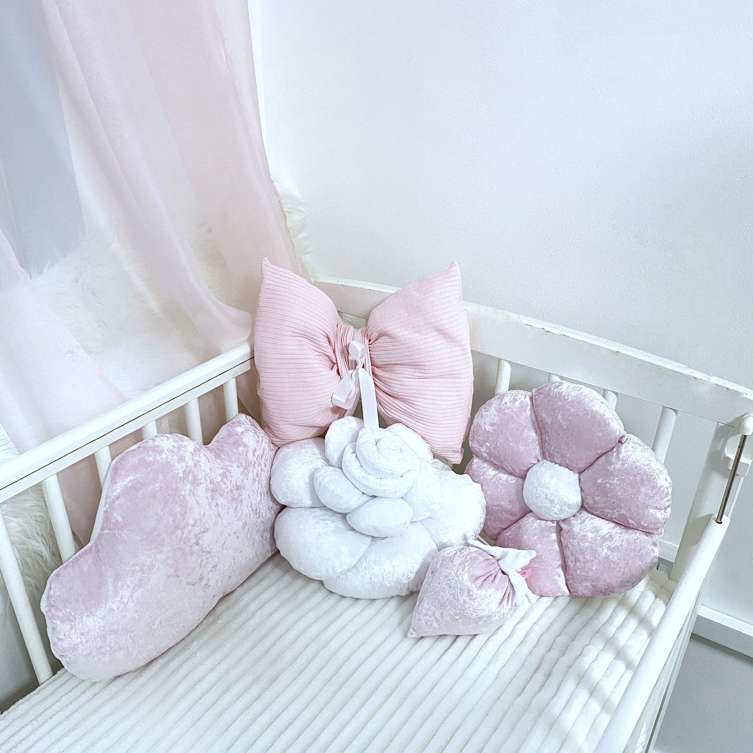 Baby Crib Decoration Baby Cot Pillows Baby Pink Bedding Etsy