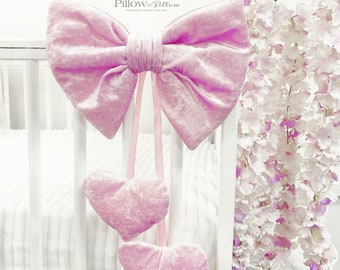 Baby bows, crib, Baby crib bows, nursery, crib decorations, crib decorative bow, natural colors, pink bows for crib