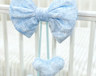 Baby crib bows, crib, nursery, crib decorations, crib decorative bow, natural colors, baby blue bows for crib